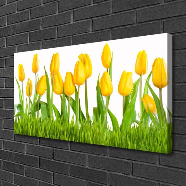 Quadro su tela Tulipani Sul Muro 100x50 cm