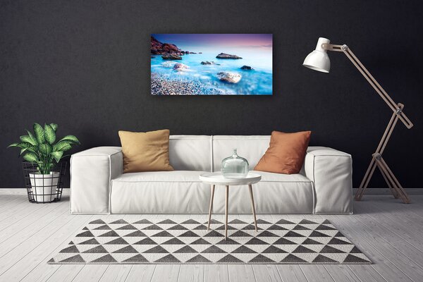 Quadro su tela Mare di ciottoli Zen 100x50 cm
