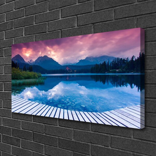 Stampa quadro su tela Paesaggio del lago di montagna 100x50 cm