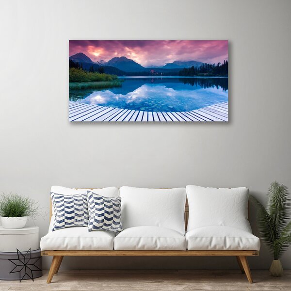 Stampa quadro su tela Paesaggio del lago di montagna 100x50 cm