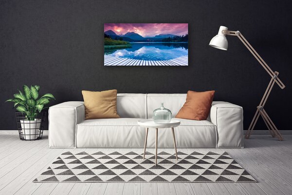 Stampa quadro su tela Paesaggio del lago di montagna 100x50 cm