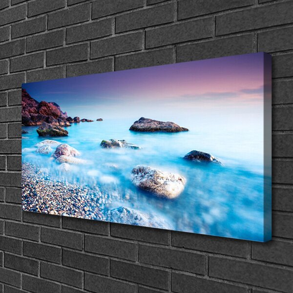 Quadro su tela Mare di ciottoli Zen 100x50 cm