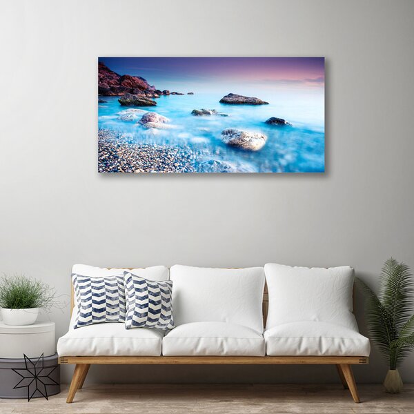 Quadro su tela Mare di ciottoli Zen 100x50 cm
