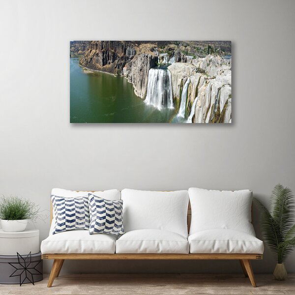 Quadro su tela Paesaggio del lago della cascata 100x50 cm