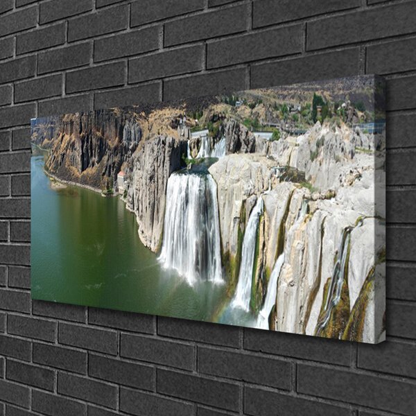 Quadro su tela Paesaggio del lago della cascata 100x50 cm