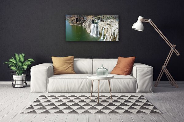 Quadro su tela Paesaggio del lago della cascata 100x50 cm