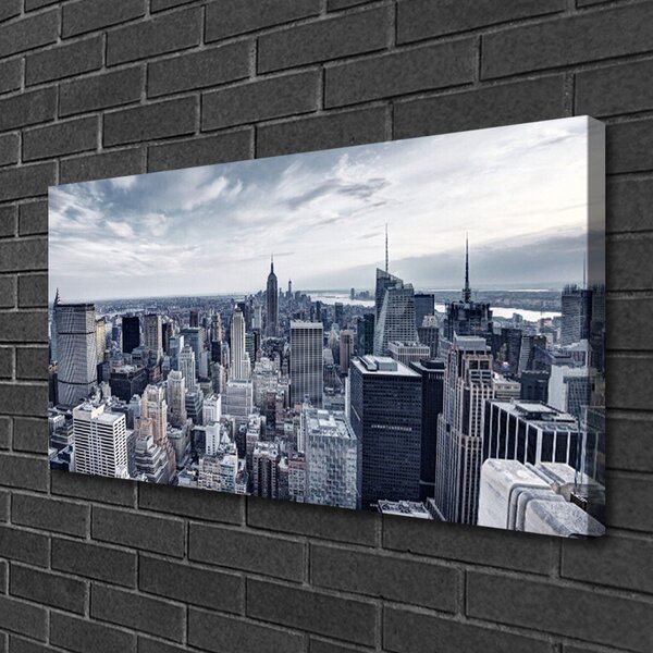 Stampa quadro su tela Case di città 100x50 cm
