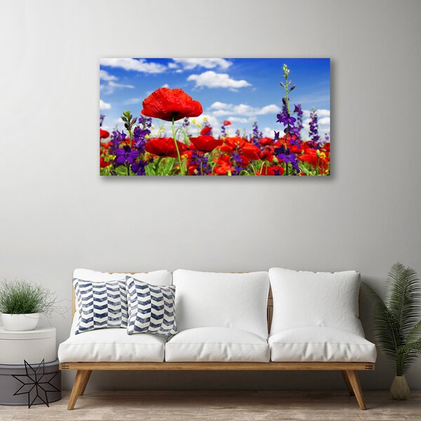 Quadro su tela Fiori Sul Muro 100x50 cm