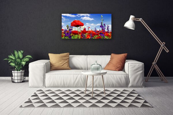 Quadro su tela Fiori Sul Muro 100x50 cm