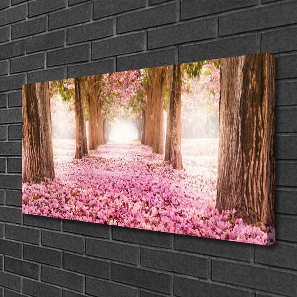Quadro su tela Albero Rose Fiori Natura 100x50 cm