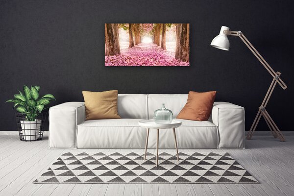 Quadro su tela Albero Rose Fiori Natura 100x50 cm