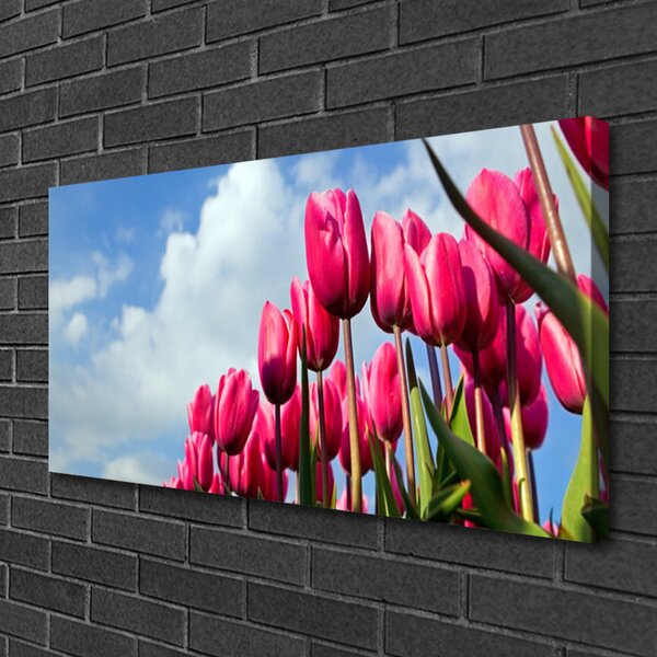 Quadro su tela Tulipano Sul Muro 100x50 cm