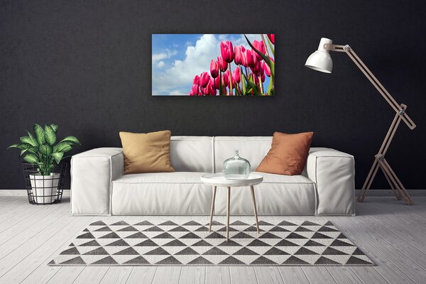 Quadro su tela Tulipano Sul Muro 100x50 cm