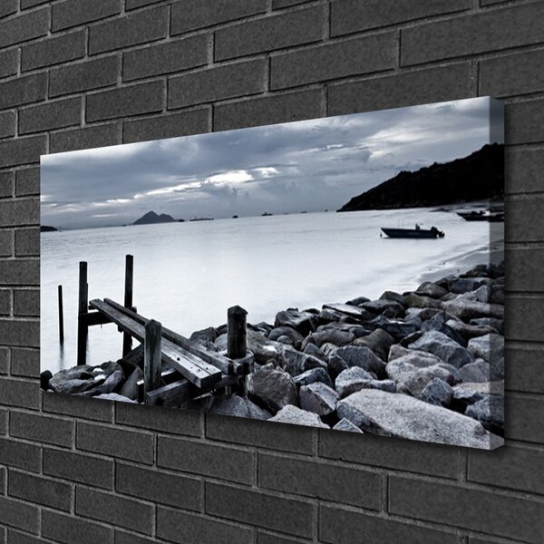 Quadro su tela Paesaggio di pietre della spiaggia 100x50 cm