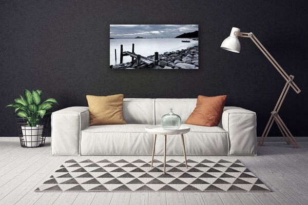 Quadro su tela Paesaggio di pietre della spiaggia 100x50 cm