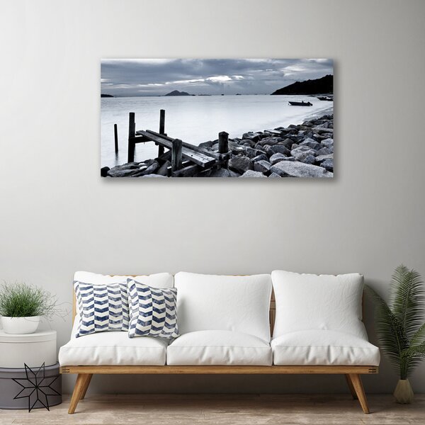 Quadro su tela Paesaggio di pietre della spiaggia 100x50 cm