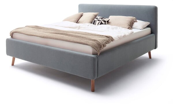Letto matrimoniale imbottito blu/grigio con contenitore con rete inclusa 180x200 cm Mattis – Meise Möbel