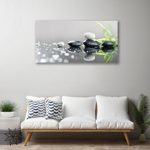 Quadro stampa su tela Pietre della stazione termale dell'erba zen 100x50 cm