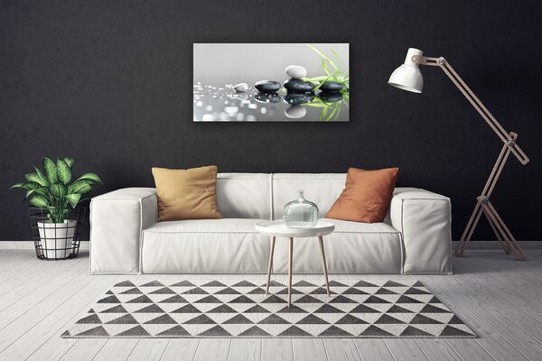 Quadro stampa su tela Pietre della stazione termale dell'erba zen 100x50 cm