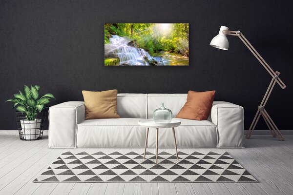 Quadro stampa su tela Cascata della foresta naturale 100x50 cm