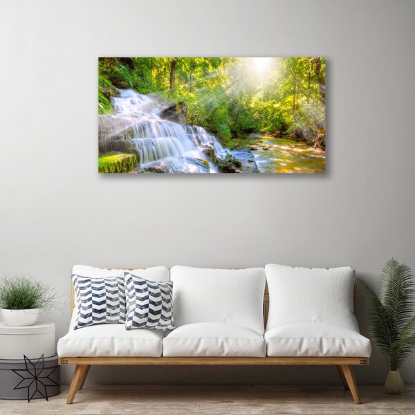 Quadro stampa su tela Cascata della foresta naturale 100x50 cm