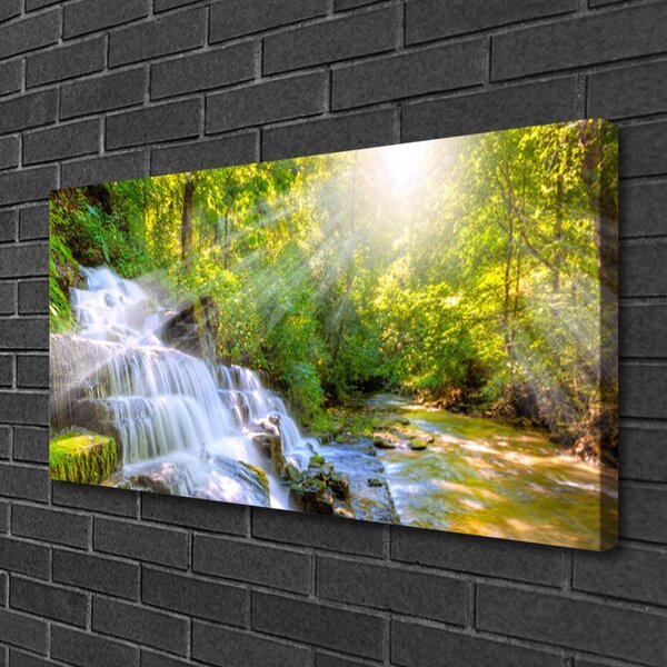 Quadro stampa su tela Cascata della foresta naturale 100x50 cm