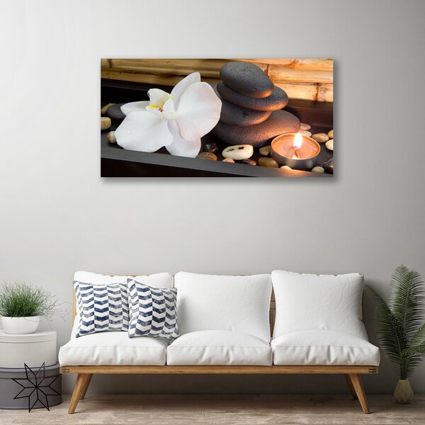 Quadro su tela Orchidea delle candele della stazione termale 100x50 cm