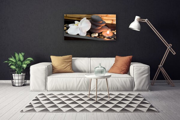 Quadro su tela Orchidea delle candele della stazione termale 100x50 cm