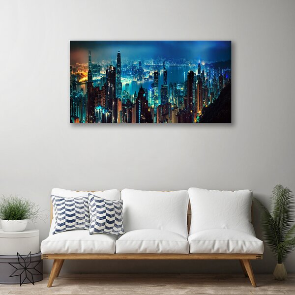 Quadro su tela Case di città 100x50 cm