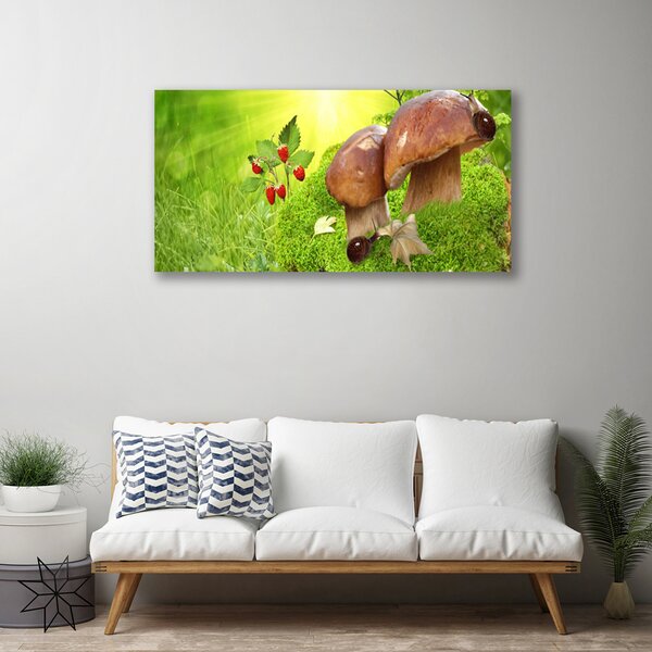 Quadro su tela Funghi Fragole 100x50 cm