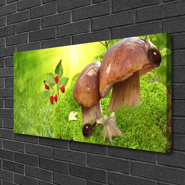 Quadro su tela Funghi Fragole 100x50 cm