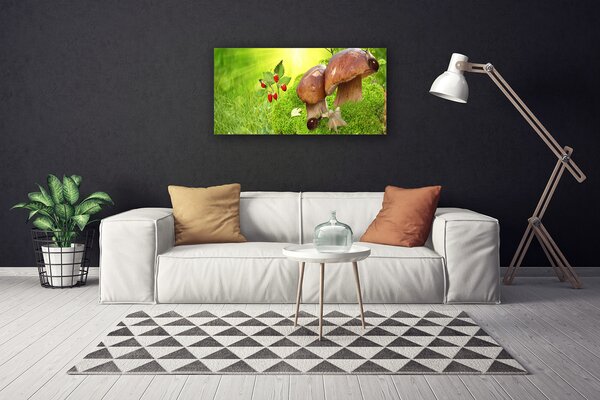 Quadro su tela Funghi Fragole 100x50 cm