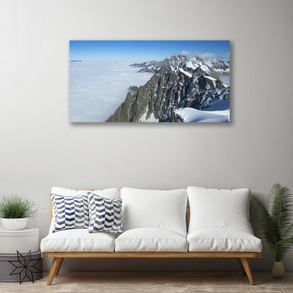 Quadro stampa su tela Paesaggio di montagna di nebbia 100x50 cm