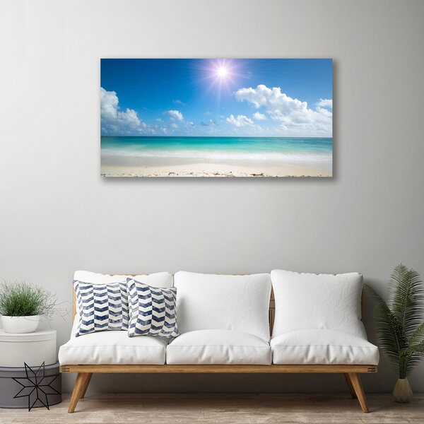 Stampa quadro su tela Paesaggio del sole della spiaggia del mare 100x50 cm
