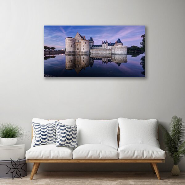 Quadro stampa su tela Architettura dell'acqua del castello 100x50 cm