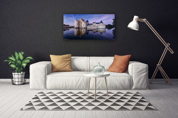 Quadro stampa su tela Architettura dell'acqua del castello 100x50 cm