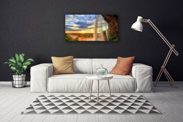 Stampa quadro su tela Paesaggio della cascata 100x50 cm