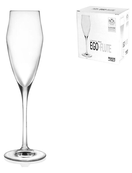 RCR Set 6 calici flute Ego in vetro sonoro cl 18