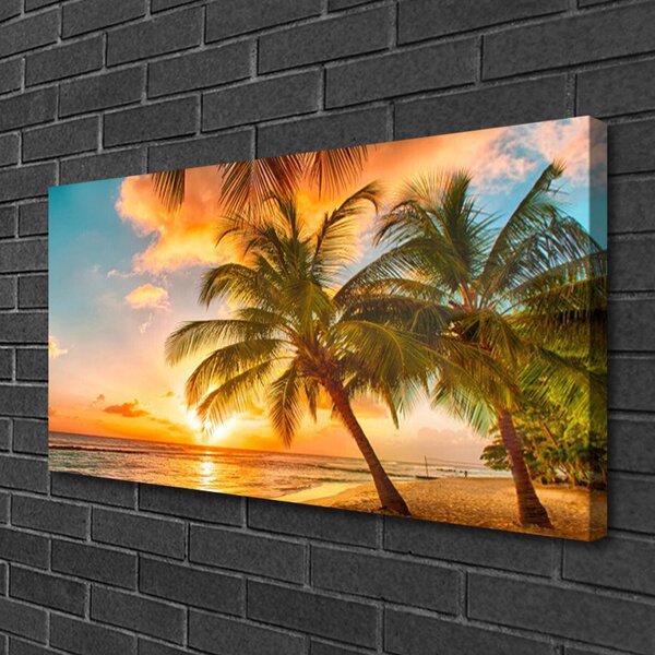Foto quadro su tela Paesaggio del mare della palma 100x50 cm