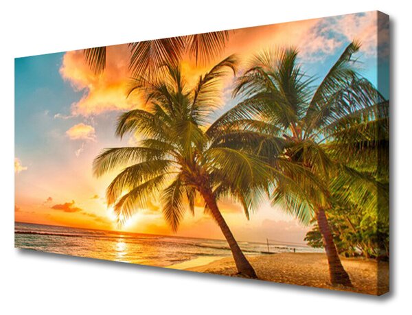 Foto quadro su tela Paesaggio del mare della palma 100x50 cm