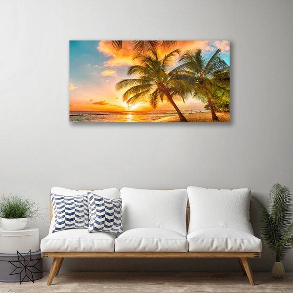 Foto quadro su tela Paesaggio del mare della palma 100x50 cm