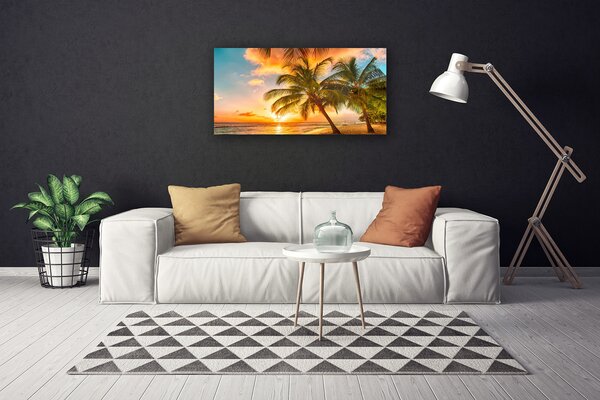 Foto quadro su tela Paesaggio del mare della palma 100x50 cm