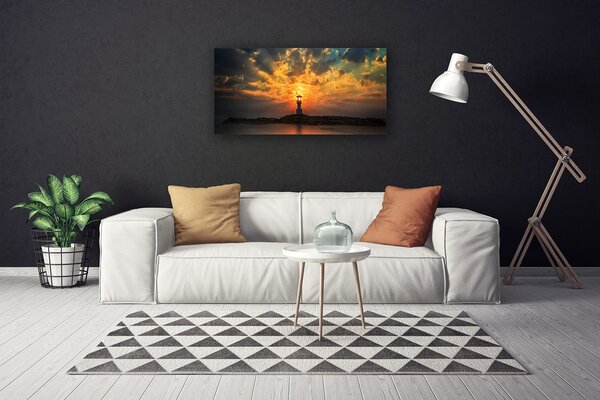 Quadro stampa su tela Paesaggio del faro 100x50 cm