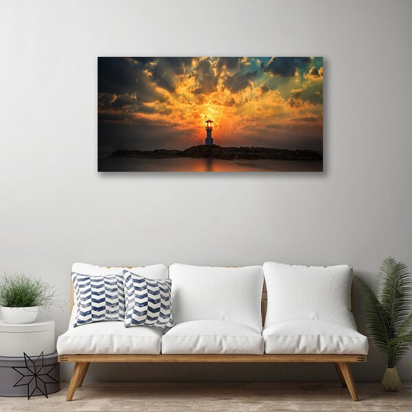 Quadro stampa su tela Paesaggio del faro 100x50 cm