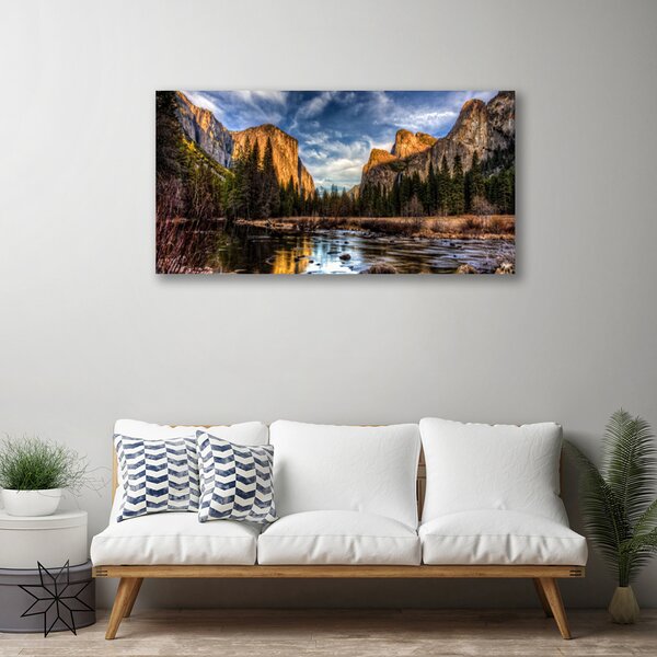 Quadro su tela Lago di foresta naturale 100x50 cm