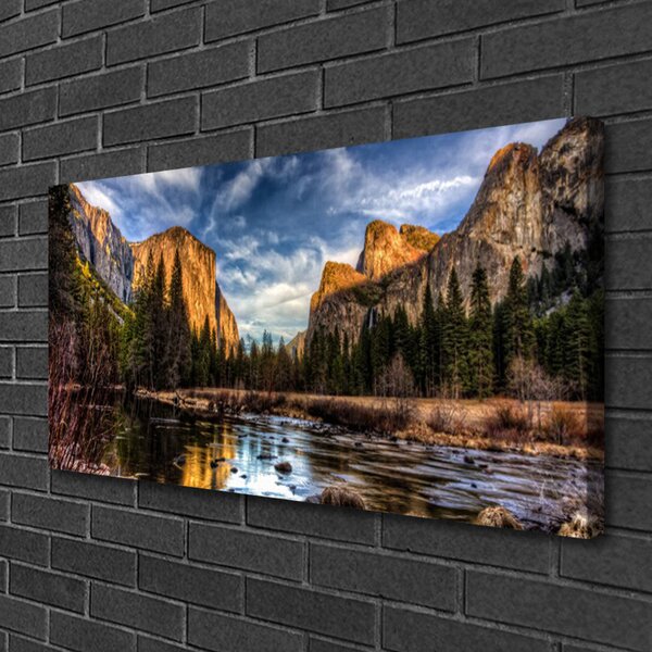 Quadro su tela Lago di foresta naturale 100x50 cm