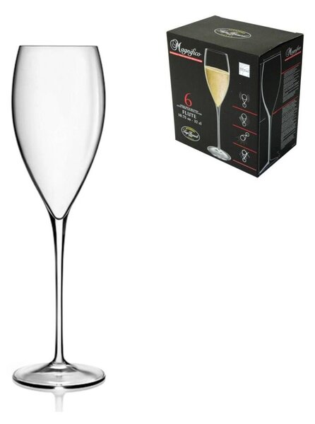 BORMIOLI LUIGI Set 6 Calici Magnifico Flute in vetro sonoro trasparente 32 cl