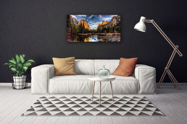 Quadro su tela Lago di foresta naturale 100x50 cm