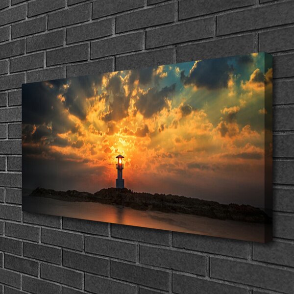 Quadro stampa su tela Paesaggio del faro 100x50 cm