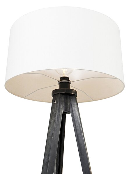 Lampada da terra treppiede nera con paralume bianco 50 cm - Tripod Classic